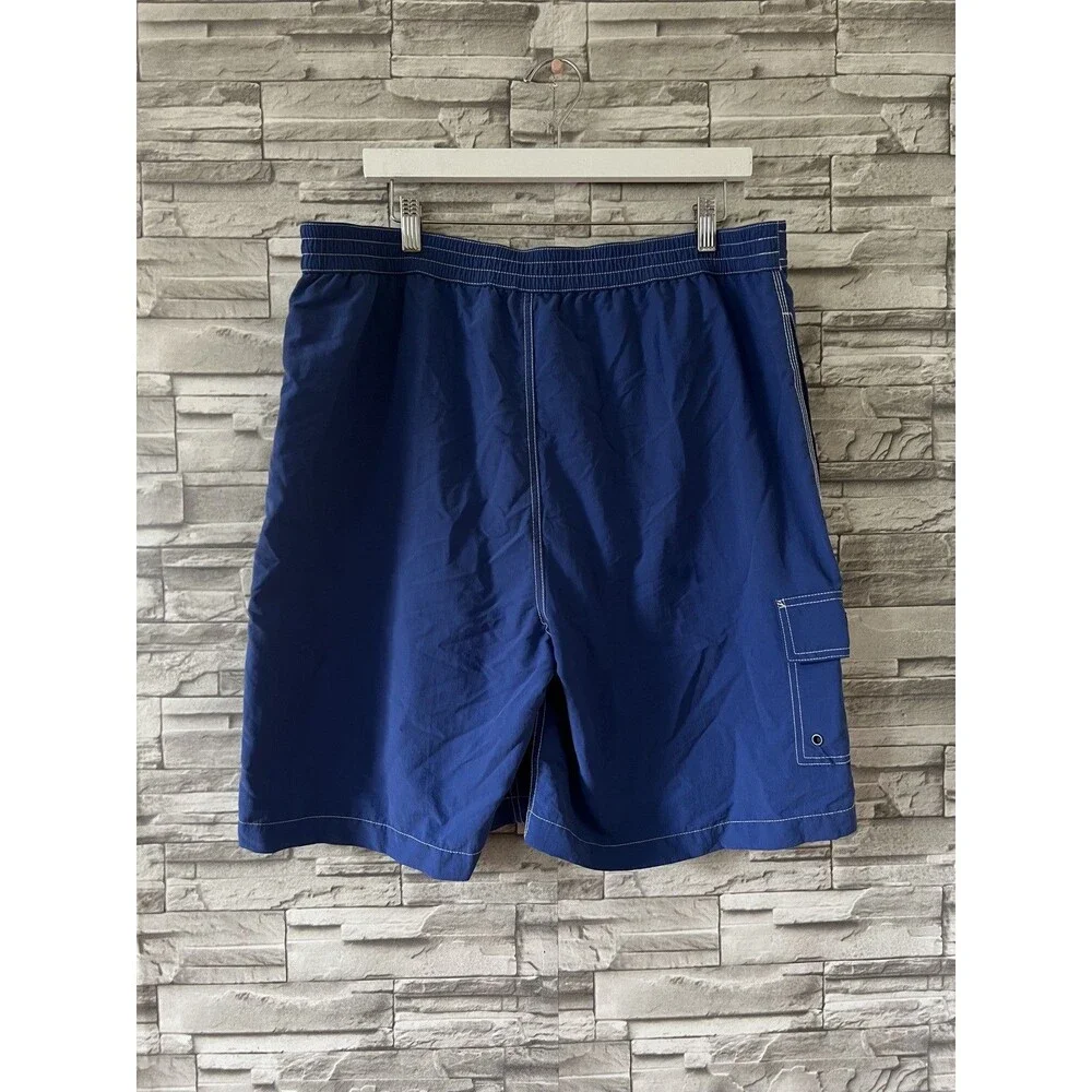 Vintage Mens Ralph Lauren Polo Swim Suit Trunks XL Blue Board Beach Velcro Short